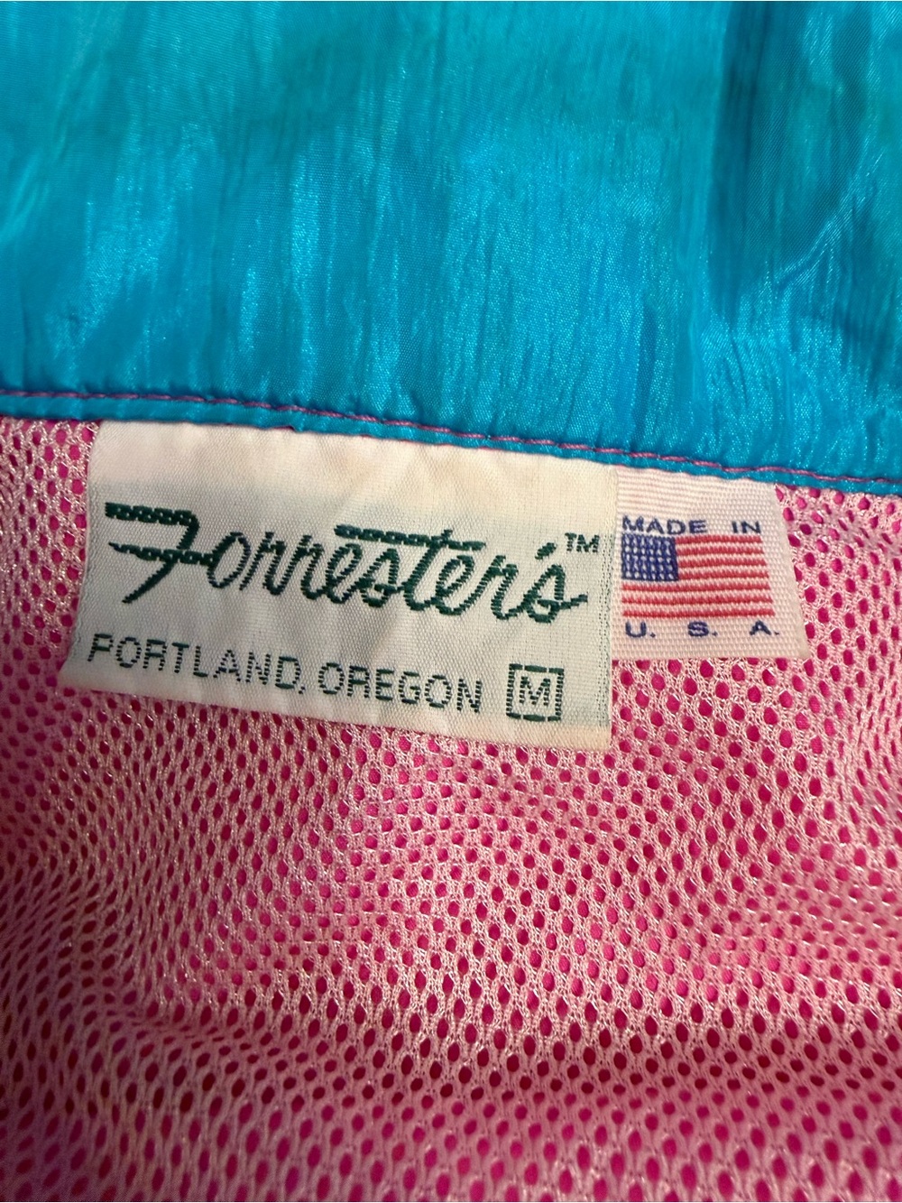 Forrester’s Vintage neon pink teal MEDIUM windbreaker jacket colorblock neon - Picture 3 of 10